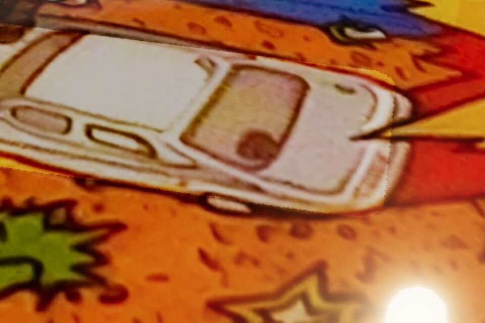 Before: a car printed on the playfield, three inches from the camera, blurry in the first version.