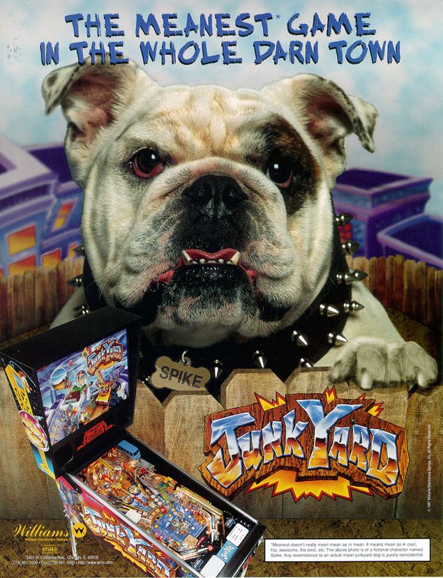 The front of the Williams Junk Yard sales flyer, with Spike the bulldog.